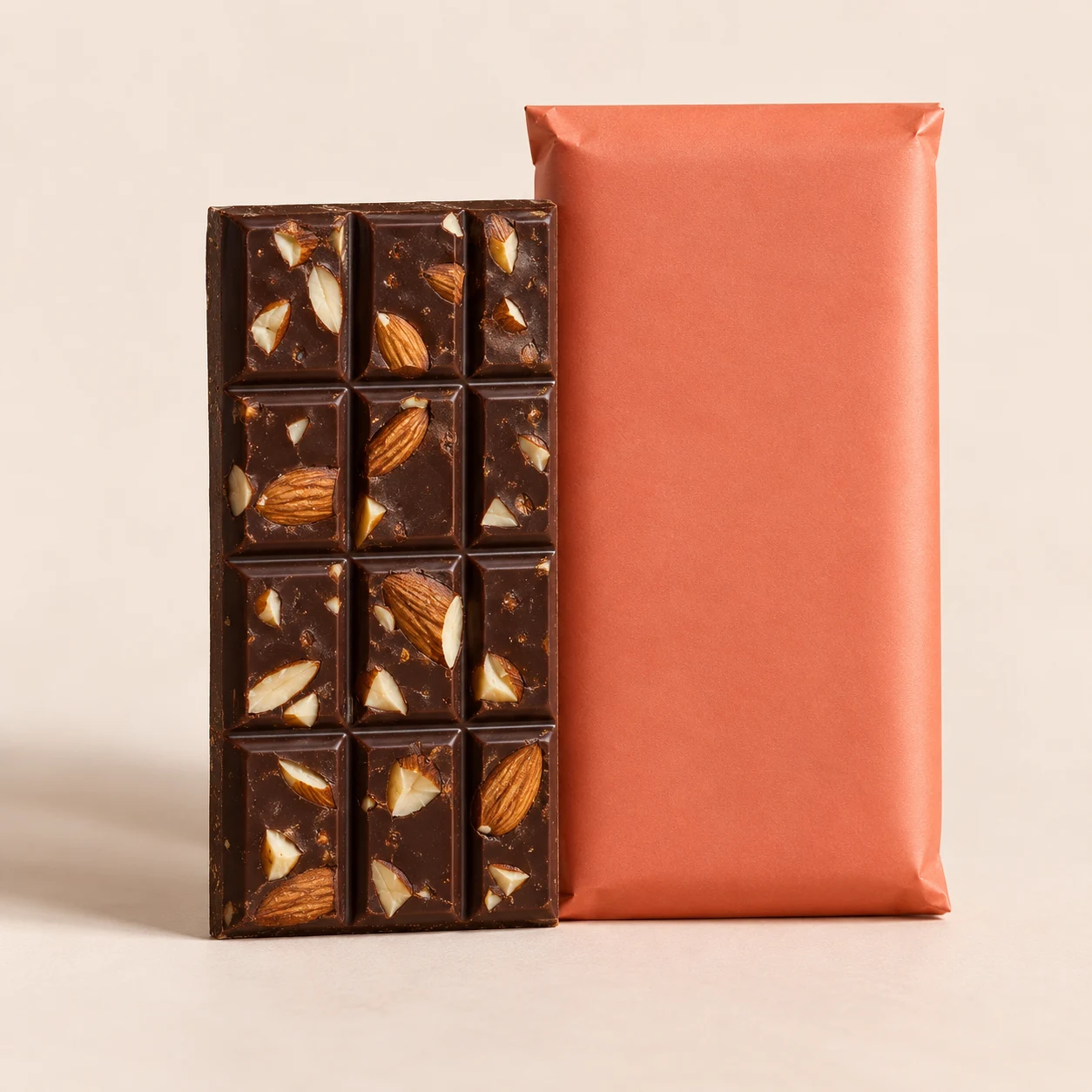 Dark almond chocolate bar